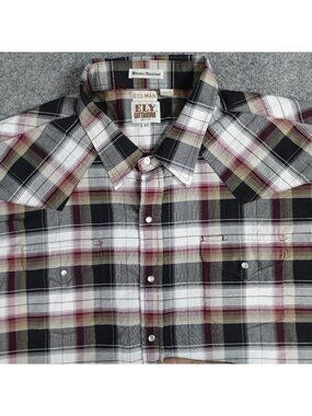 Ely Cattleman Shirt 4X Beige Plaid Short Sleeve Wrinkle Resistant